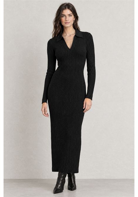 Weili Zheng Abito Polo in Costina Elasticizzata Nero Donna WEILI ZHENG | Abiti | F26DL08B212